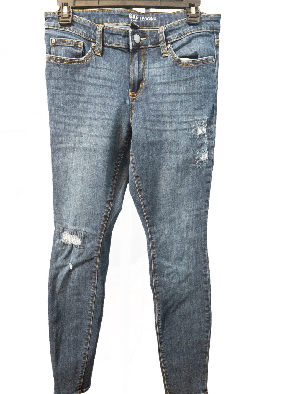 Gap Women’s Legging Jeans Size 4/27 Distressed Skinny Medium Wash Denim